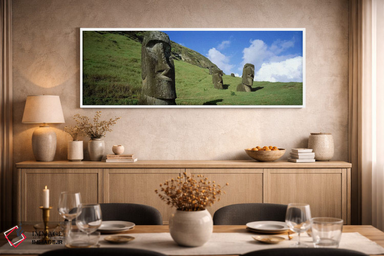 تابلو دکوراتیو Easter Islands, Chile,سرهای سنگی، جزایر ایستر، شیلی اثر پانورامیک ایمجز - D1W
