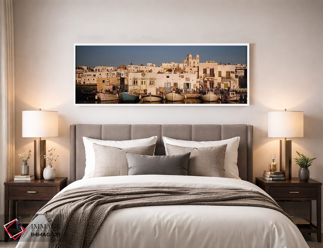 تابلو دکوراتیو Naousa Harbour, Paros, Cyclades, Greece,شناورها در اسکل… اثر پانورامیک ایمجز - D3W