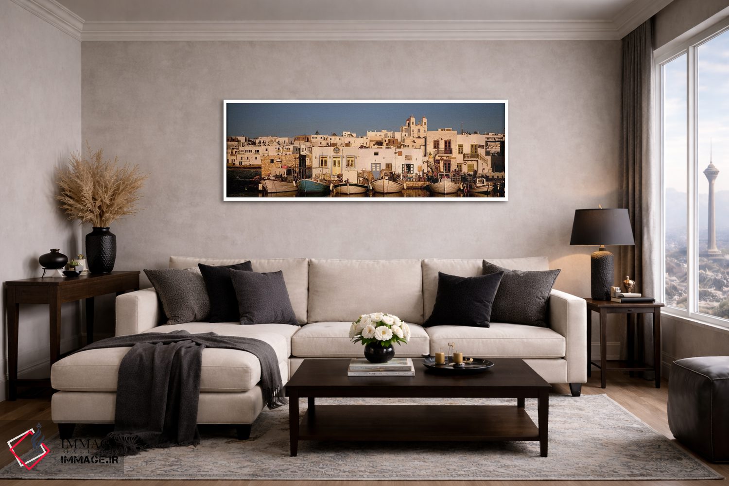 تابلو دکوراتیو Naousa Harbour, Paros, Cyclades, Greece,شناورها در اسکل… اثر پانورامیک ایمجز - D4W