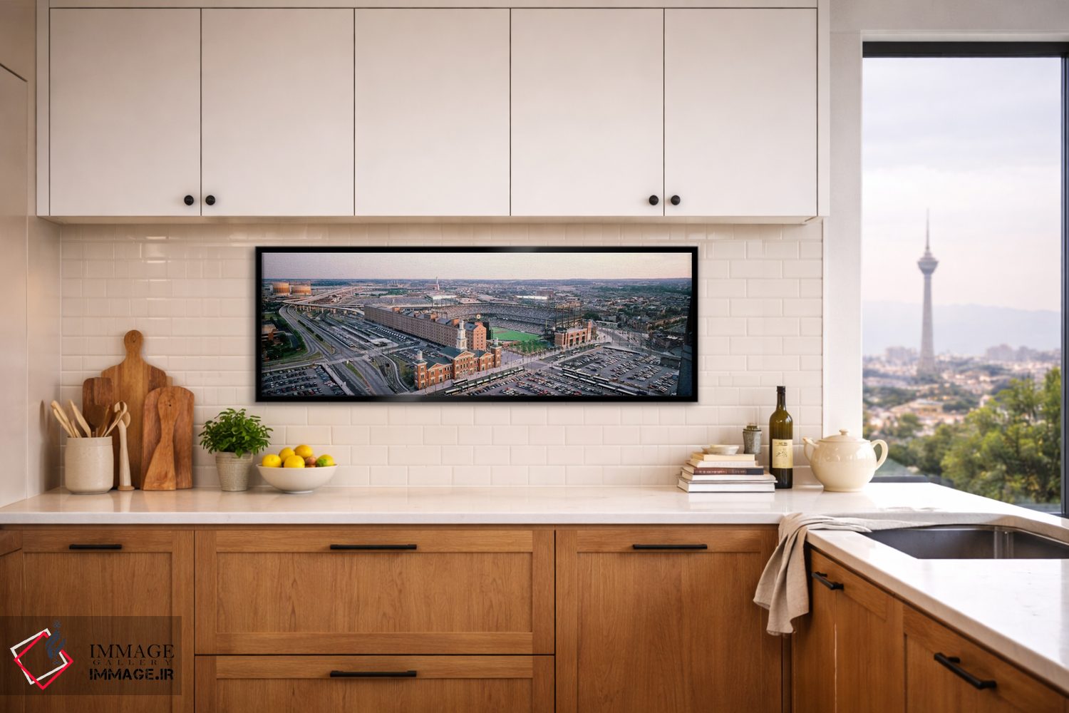 تابلو دکوراتیو Baltimore, Maryland, USA,نمای هوایی از زمین بیسبال، بال… اثر پانورامیک ایمجز - D5B