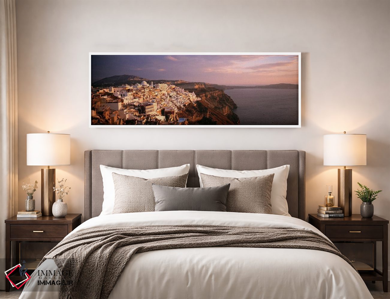 تابلو دکوراتیو Santorini, Cyclades, Greece,نمای زاویه بالا از فیرا، سا… اثر پانورامیک ایمجز - D3W