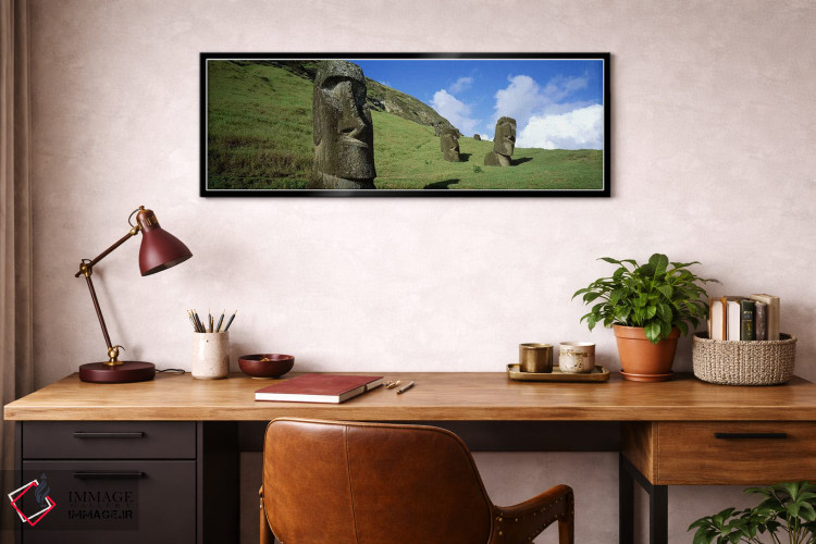 تابلو دکوراتیو Easter Islands, Chile,سرهای سنگی، جزایر ایستر، شیلی اثر پانورامیک ایمجز - D3B