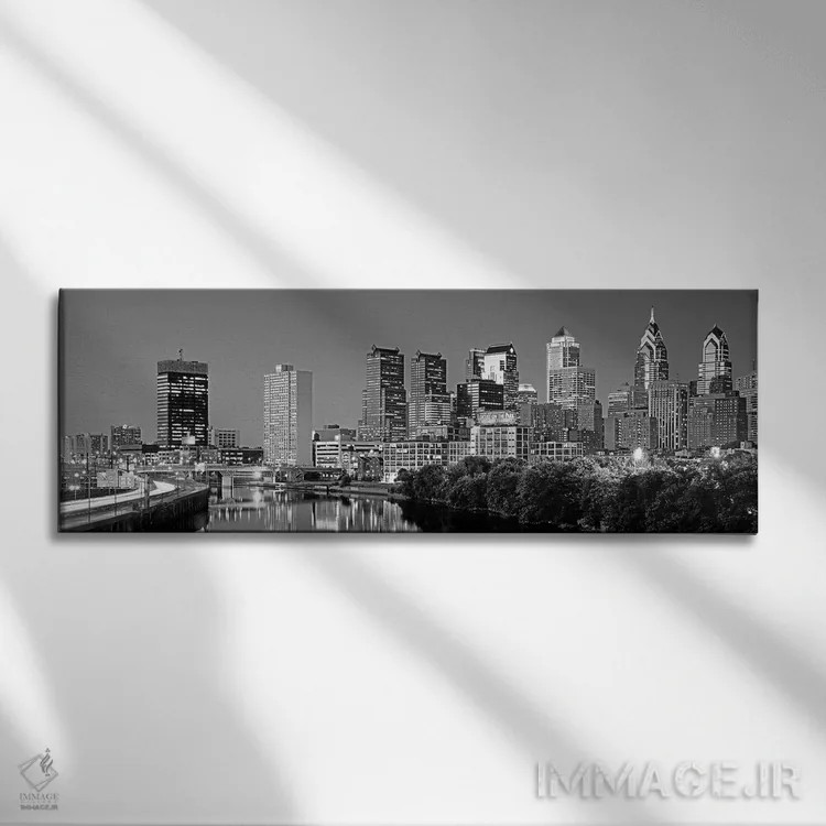 تابلو دکوراتیو Pennsylvania, Philadelphia skyline, night,ایالات متحده… اثر پانورامیک ایمجز - نمای روبهرو روی دیوار
