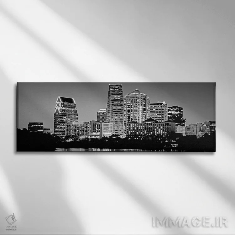 تابلو دکوراتیو Texas, Austin, Panoramic view of a city skyline ,ایالات… اثر پانورامیک ایمجز - نمای روبهرو روی دیوار