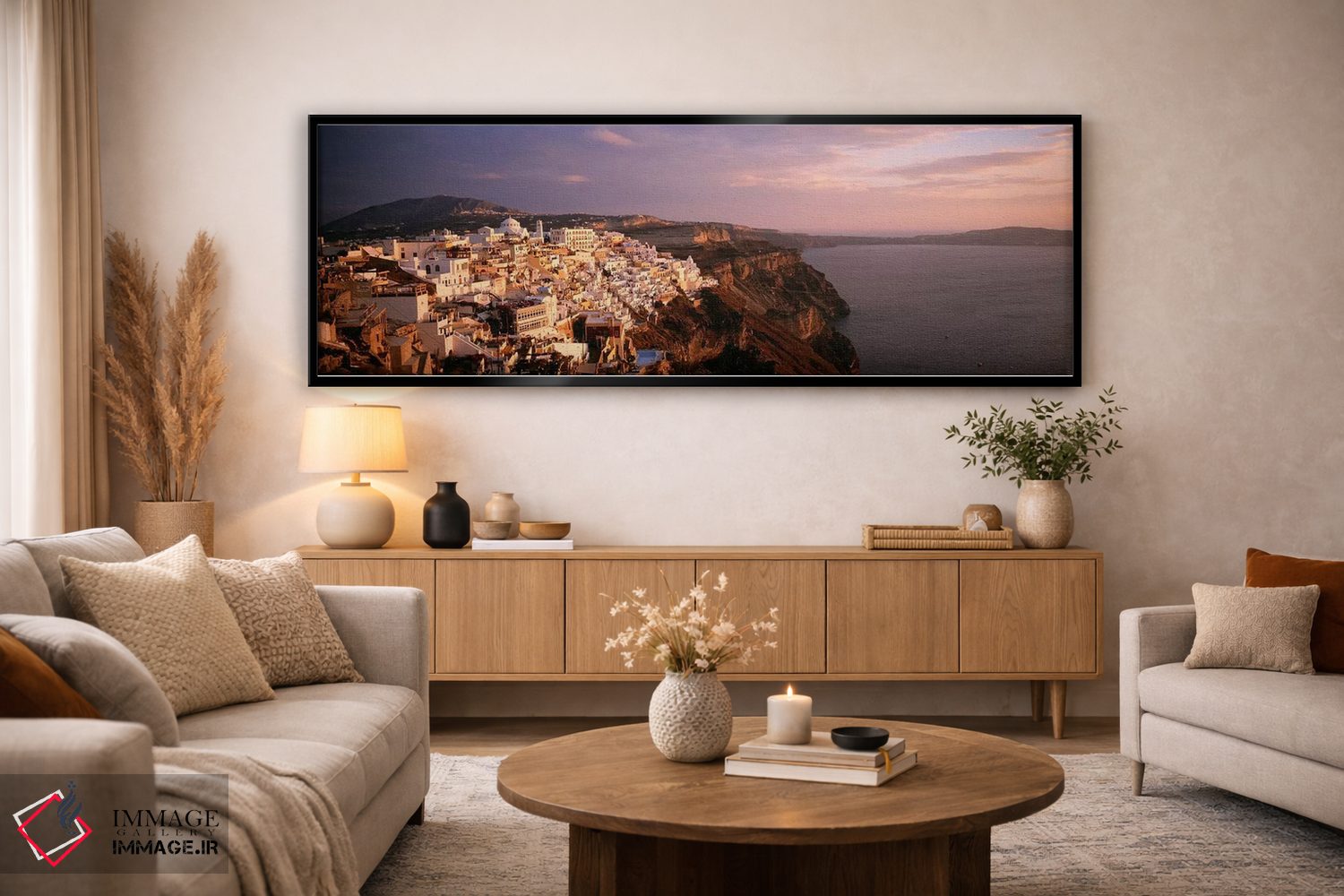 تابلو دکوراتیو Santorini, Cyclades, Greece,نمای زاویه بالا از فیرا، سا… اثر پانورامیک ایمجز - D5B