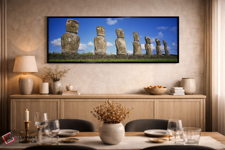 تابلو دکوراتیو Easter Islands, Chile #3,سرهای سنگی، جزایر ایستر، شیلی… اثر پانورامیک ایمجز - D1B
