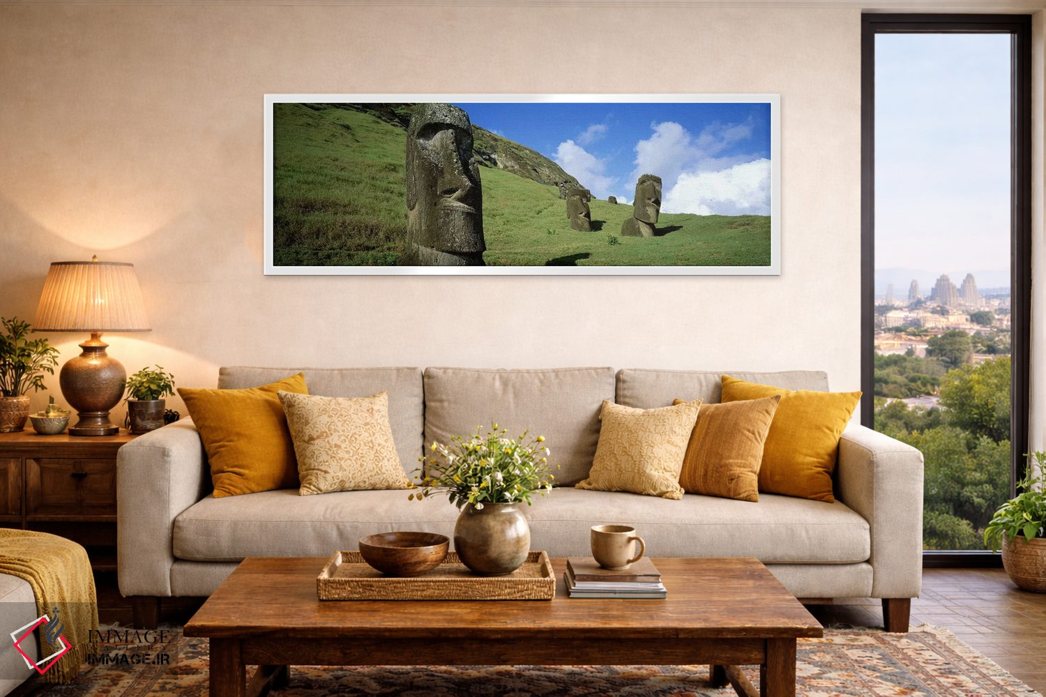 تابلو دکوراتیو Easter Islands, Chile,سرهای سنگی، جزایر ایستر، شیلی اثر پانورامیک ایمجز - D5W