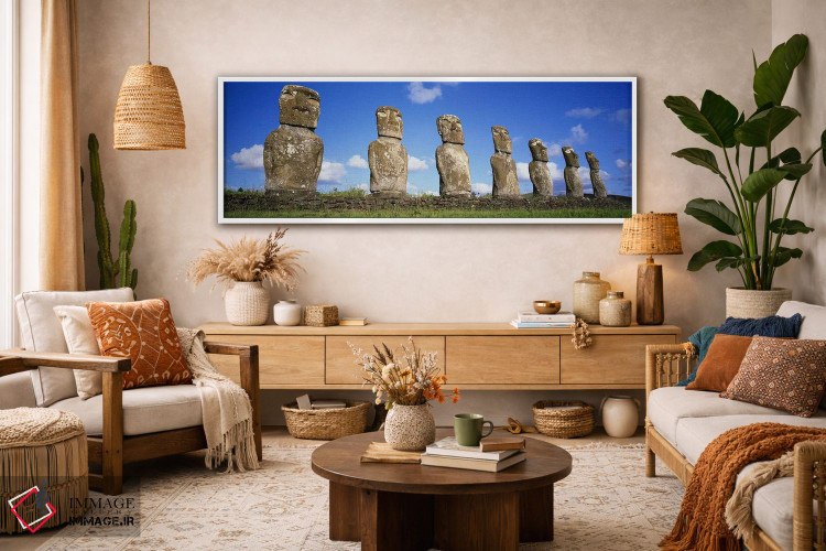 تابلو دکوراتیو Easter Islands, Chile #3,سرهای سنگی، جزایر ایستر، شیلی… اثر پانورامیک ایمجز - D2W