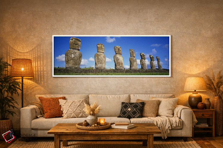 تابلو دکوراتیو Easter Islands, Chile #3,سرهای سنگی، جزایر ایستر، شیلی… اثر پانورامیک ایمجز - D5W