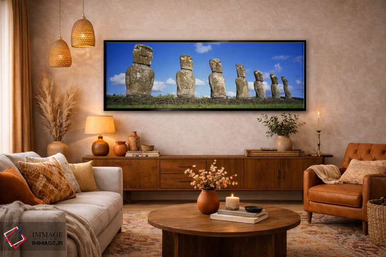 تابلو دکوراتیو Easter Islands, Chile #3,سرهای سنگی، جزایر ایستر، شیلی… اثر پانورامیک ایمجز - D6B