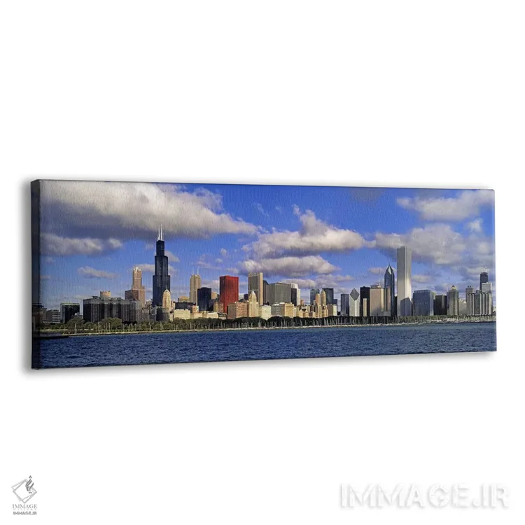 تابلو دکوراتیو Illinois, Chicago, Panoramic view of an urban skyline b… اثر پانورامیک ایمجز - نمای پرسپکتیو محصول
