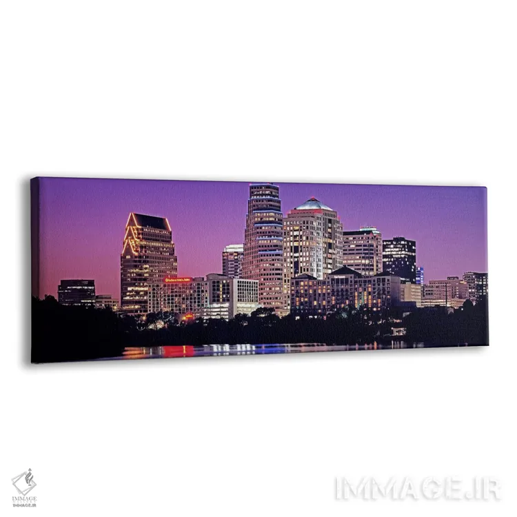 تابلو دکوراتیو Texas, Austin, View of an urban skyline at night,ایالات… اثر پانورامیک ایمجز - نمای پرسپکتیو محصول