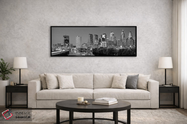 تابلو دکوراتیو Pennsylvania, Philadelphia skyline, night,ایالات متحده… اثر پانورامیک ایمجز - D6B