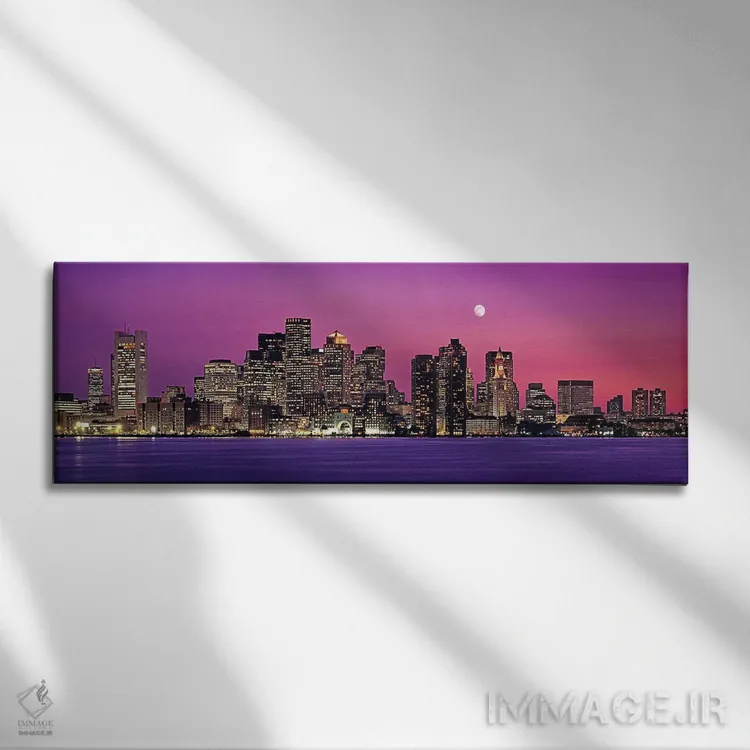 تابلو دکوراتیو Massachusetts, Boston, View of an urban skyline by the… اثر پانورامیک ایمجز - نمای روبهرو روی دیوار