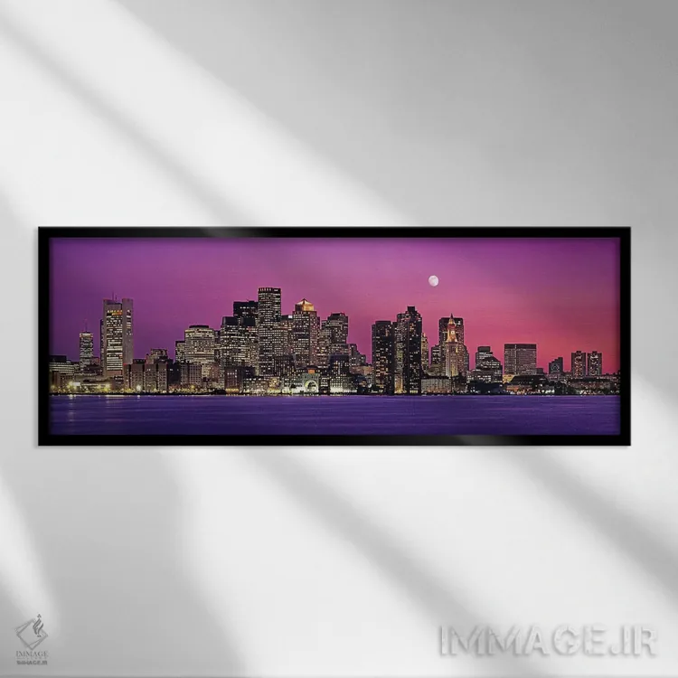 تابلو دکوراتیو Massachusetts, Boston, View of an urban skyline by the… اثر پانورامیک ایمجز - نمای قابدار مشکی