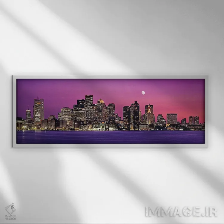 تابلو دکوراتیو Massachusetts, Boston, View of an urban skyline by the… اثر پانورامیک ایمجز - نمای قابدار سفید