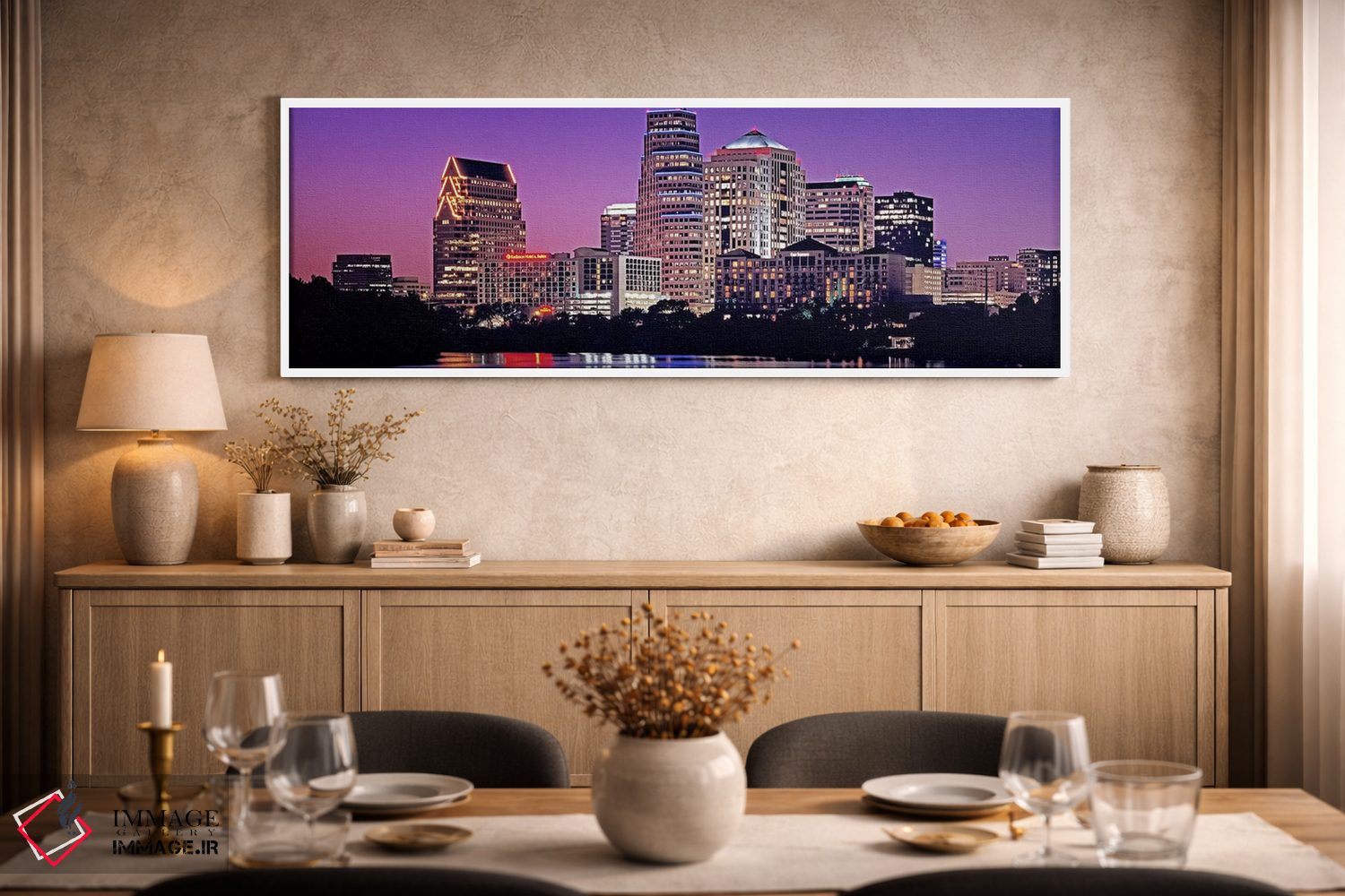 تابلو دکوراتیو Texas, Austin, View of an urban skyline at night,ایالات… اثر پانورامیک ایمجز - D2W