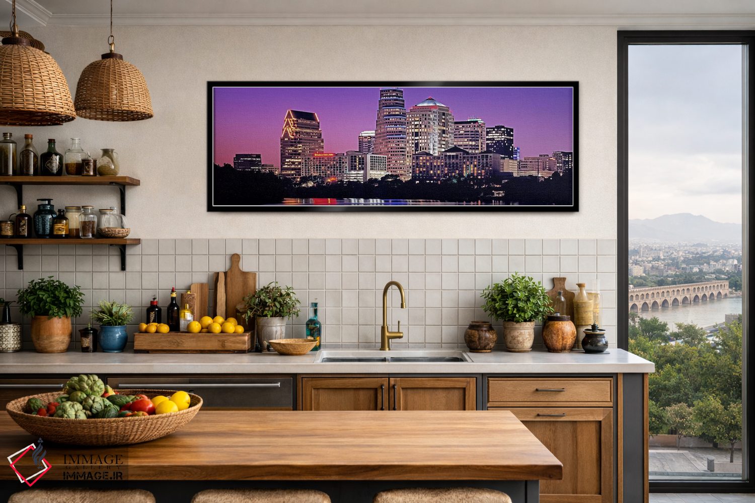 تابلو دکوراتیو Texas, Austin, View of an urban skyline at night,ایالات… اثر پانورامیک ایمجز - D4B