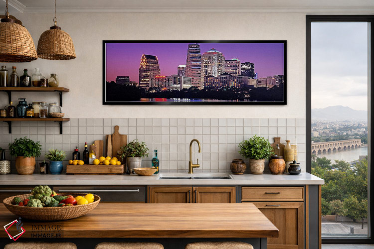 تابلو دکوراتیو Texas, Austin, View of an urban skyline at night,ایالات… اثر پانورامیک ایمجز - D4B