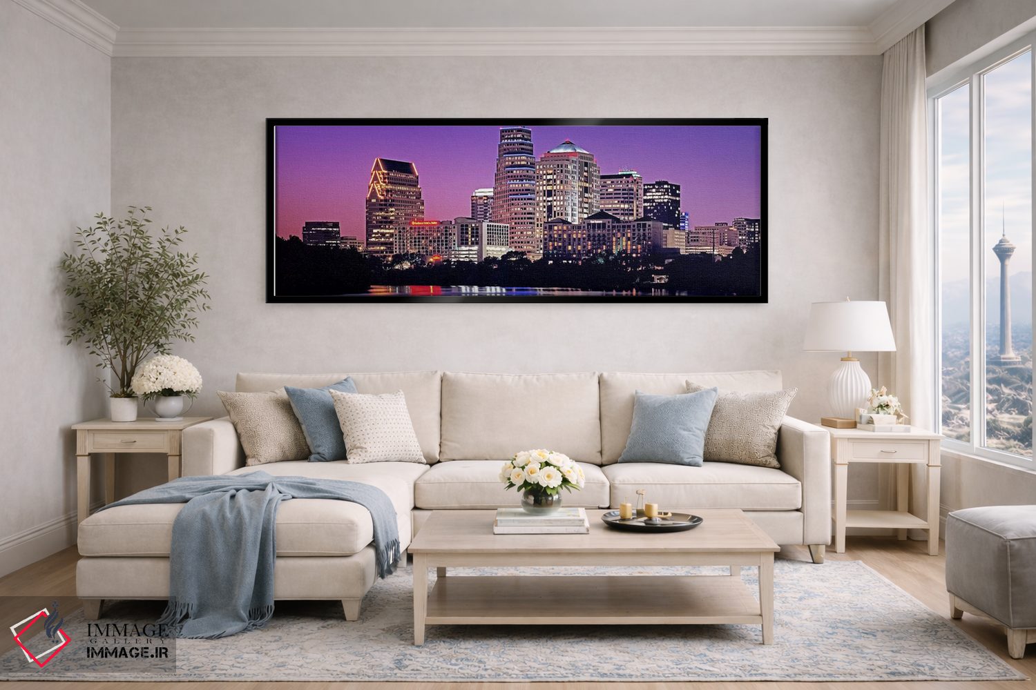 تابلو دکوراتیو Texas, Austin, View of an urban skyline at night,ایالات… اثر پانورامیک ایمجز - D6B