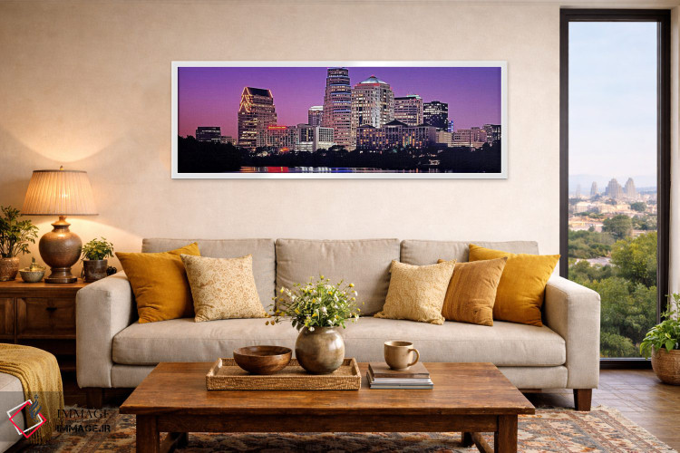 تابلو دکوراتیو Texas, Austin, View of an urban skyline at night,ایالات… اثر پانورامیک ایمجز - D5W