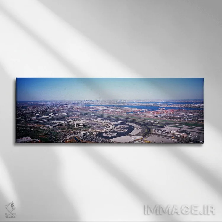 تابلو دکوراتیو New Jersey, Newark Airport, Aerial view with Manhattan… اثر پانورامیک ایمجز - نمای روبهرو روی دیوار
