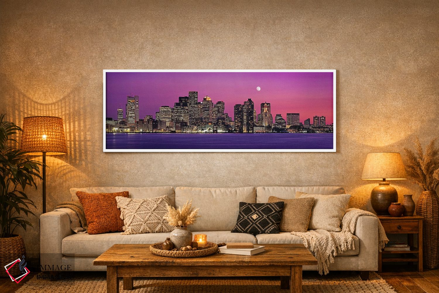 تابلو دکوراتیو Massachusetts, Boston, View of an urban skyline by the… اثر پانورامیک ایمجز - D6W