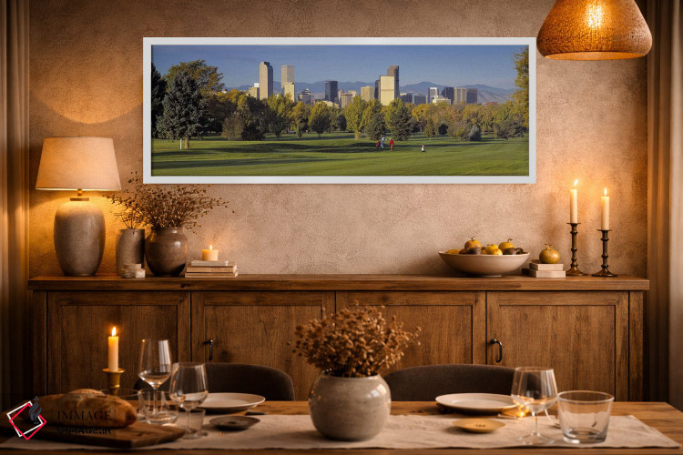 تابلو دکوراتیو Denver, panoramic view of skyscrapers around a golf cou… اثر پانورامیک ایمجز - D2W