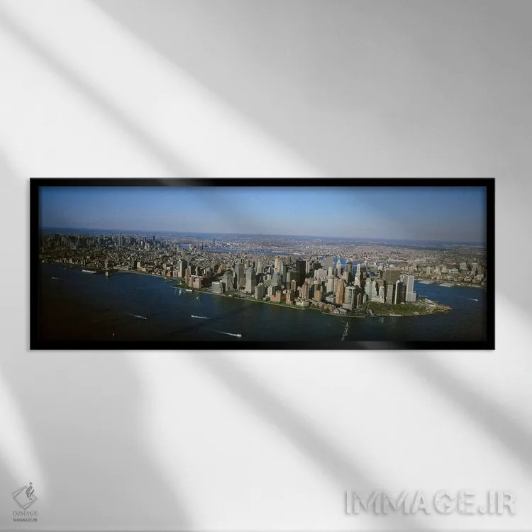 تابلو دکوراتیو New York, New York City, Aerial view of Lower Manhattan… اثر پانورامیک ایمجز - نمای قابدار مشکی
