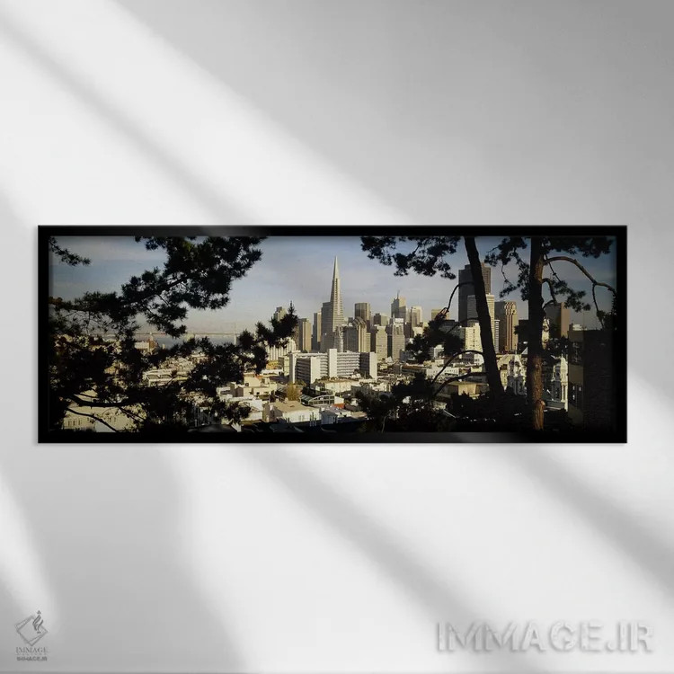 تابلو دکوراتیو San Francisco, California, USA,نمای زاویه بالا از شهر… اثر پانورامیک ایمجز - نمای قابدار مشکی