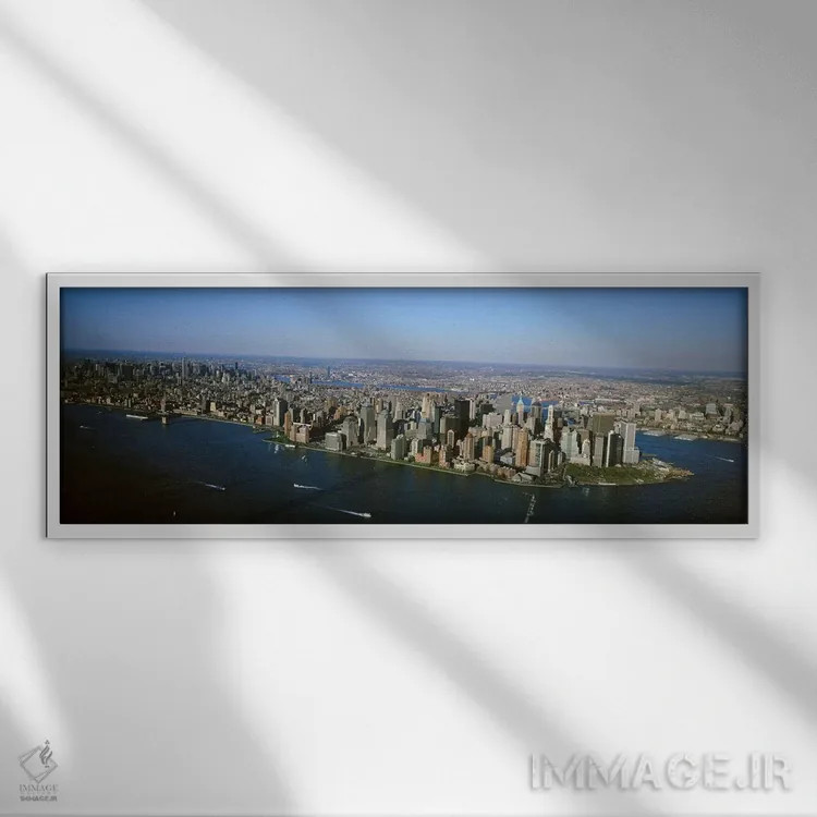 تابلو دکوراتیو New York, New York City, Aerial view of Lower Manhattan… اثر پانورامیک ایمجز - نمای قابدار سفید