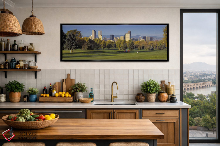 تابلو دکوراتیو Denver, panoramic view of skyscrapers around a golf cou… اثر پانورامیک ایمجز - D4B