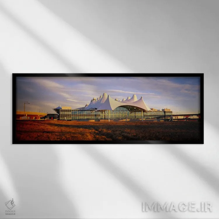 تابلو دکوراتیو Denver, Colorado, USA,آسمان ابری بالای فرودگاه، فرودگاه… اثر پانورامیک ایمجز - نمای قابدار مشکی