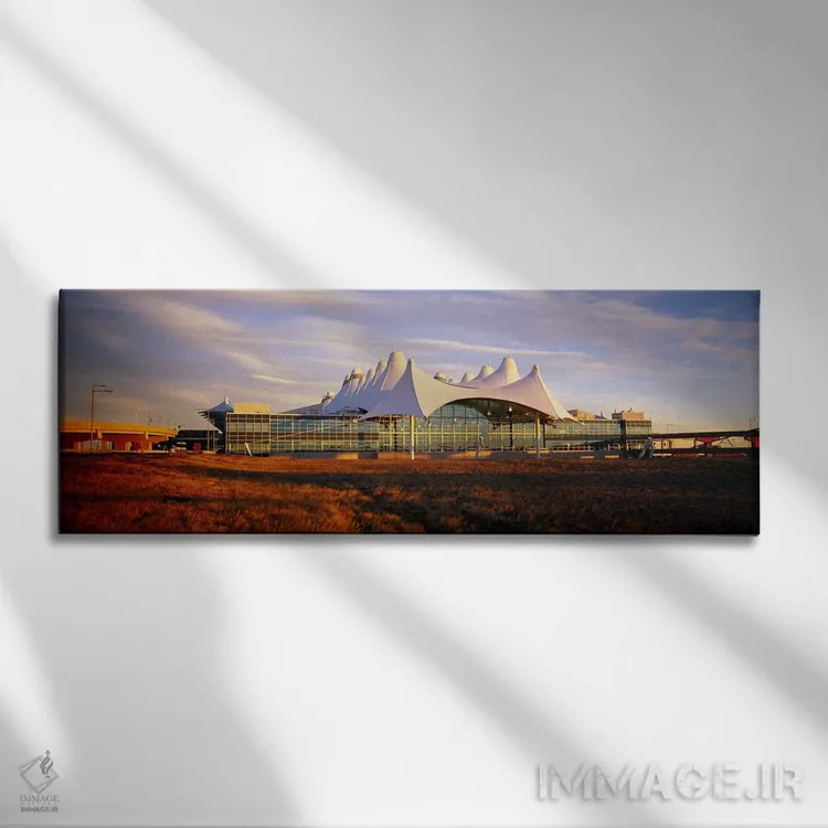 تابلو دکوراتیو Denver, Colorado, USA,آسمان ابری بالای فرودگاه، فرودگاه… اثر پانورامیک ایمجز - نمای روبهرو روی دیوار