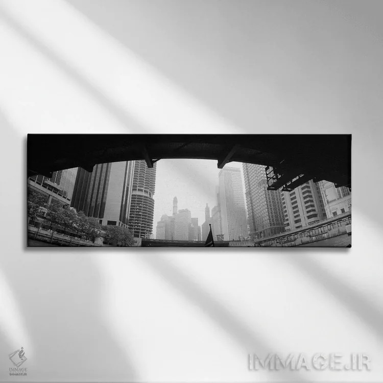 تابلو دکوراتیو Chicago, Illinois, USA,نمای زاویه پایین از ساختمان ها… اثر پانورامیک ایمجز - نمای روبهرو روی دیوار