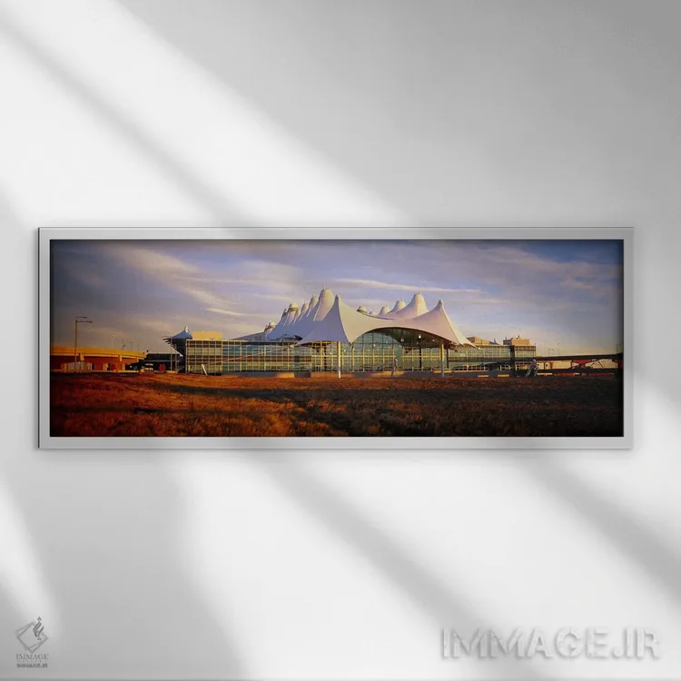 تابلو دکوراتیو Denver, Colorado, USA,آسمان ابری بالای فرودگاه، فرودگاه… اثر پانورامیک ایمجز - نمای قابدار سفید