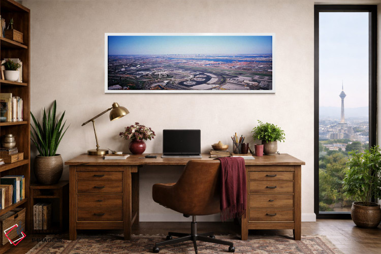 تابلو دکوراتیو New Jersey, Newark Airport, Aerial view with Manhattan… اثر پانورامیک ایمجز - D1W