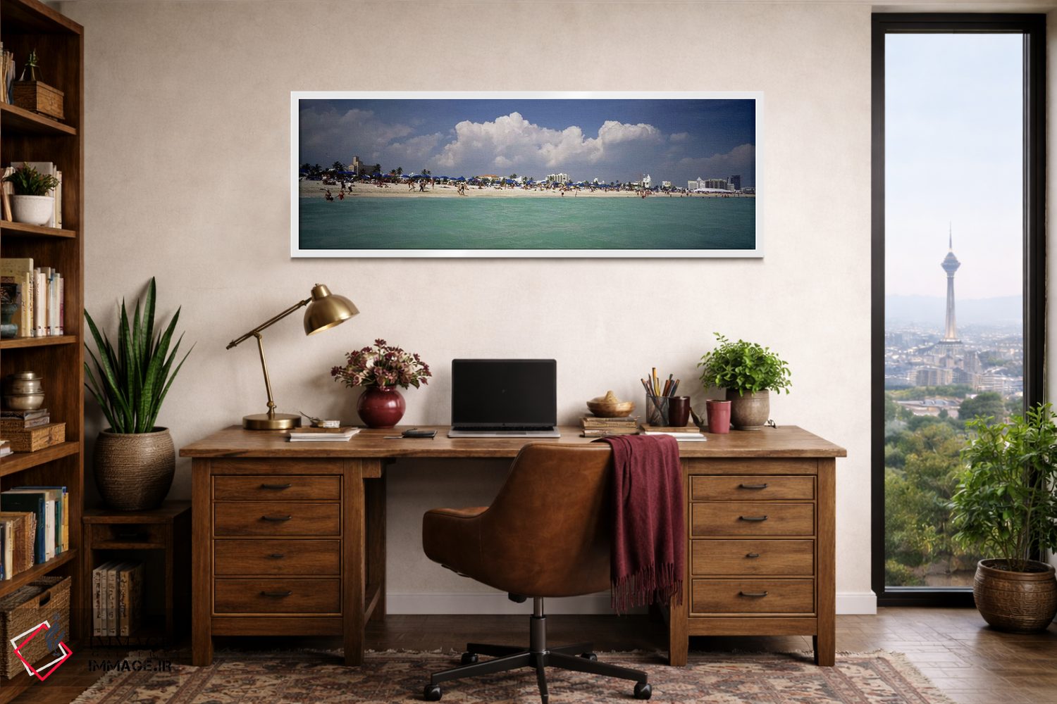 تابلو دکوراتیو Miami, Florida, USA,گردشگران در ساحل، میامی، فلوریدا، آ… اثر پانورامیک ایمجز - D1W