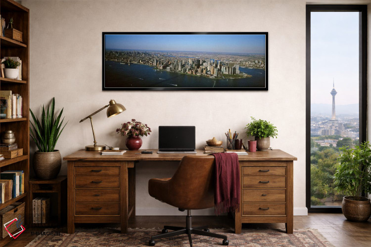 تابلو دکوراتیو New York, New York City, Aerial view of Lower Manhattan… اثر پانورامیک ایمجز - D3B