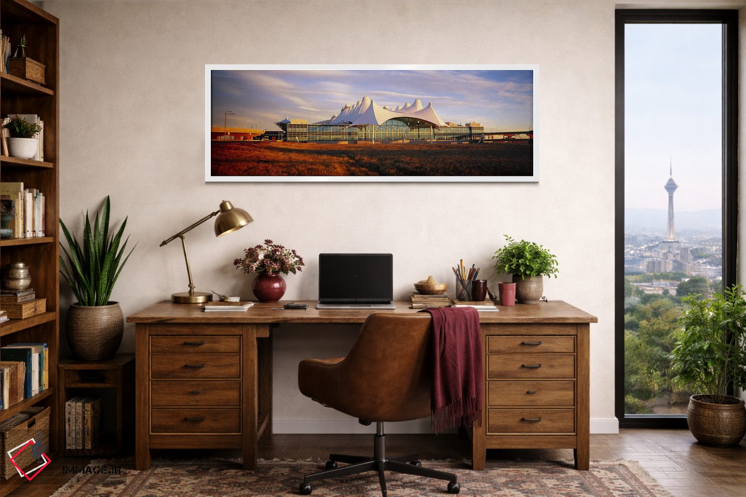 تابلو دکوراتیو Denver, Colorado, USA,آسمان ابری بالای فرودگاه، فرودگاه… اثر پانورامیک ایمجز - D1W