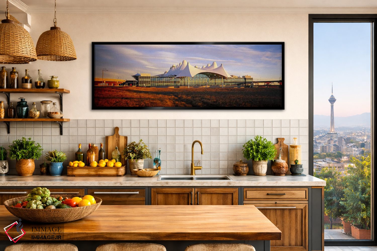 تابلو دکوراتیو Denver, Colorado, USA,آسمان ابری بالای فرودگاه، فرودگاه… اثر پانورامیک ایمجز - D2B