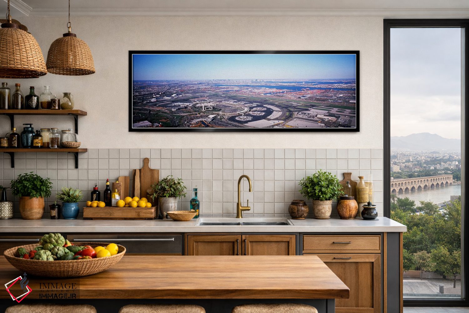 تابلو دکوراتیو New Jersey, Newark Airport, Aerial view with Manhattan… اثر پانورامیک ایمجز - D3B