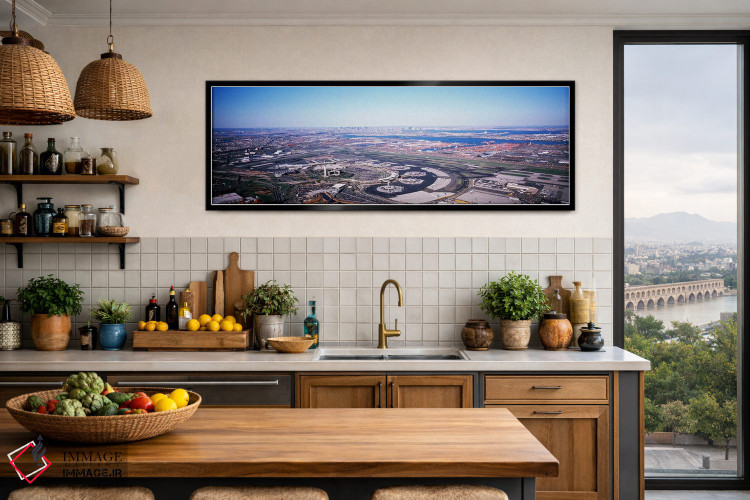 تابلو دکوراتیو New Jersey, Newark Airport, Aerial view with Manhattan… اثر پانورامیک ایمجز - D3B