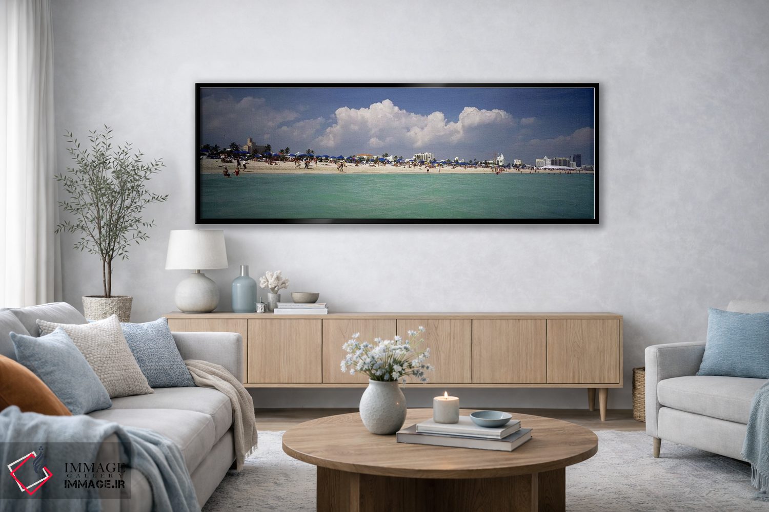 تابلو دکوراتیو Miami, Florida, USA,گردشگران در ساحل، میامی، فلوریدا، آ… اثر پانورامیک ایمجز - D3B