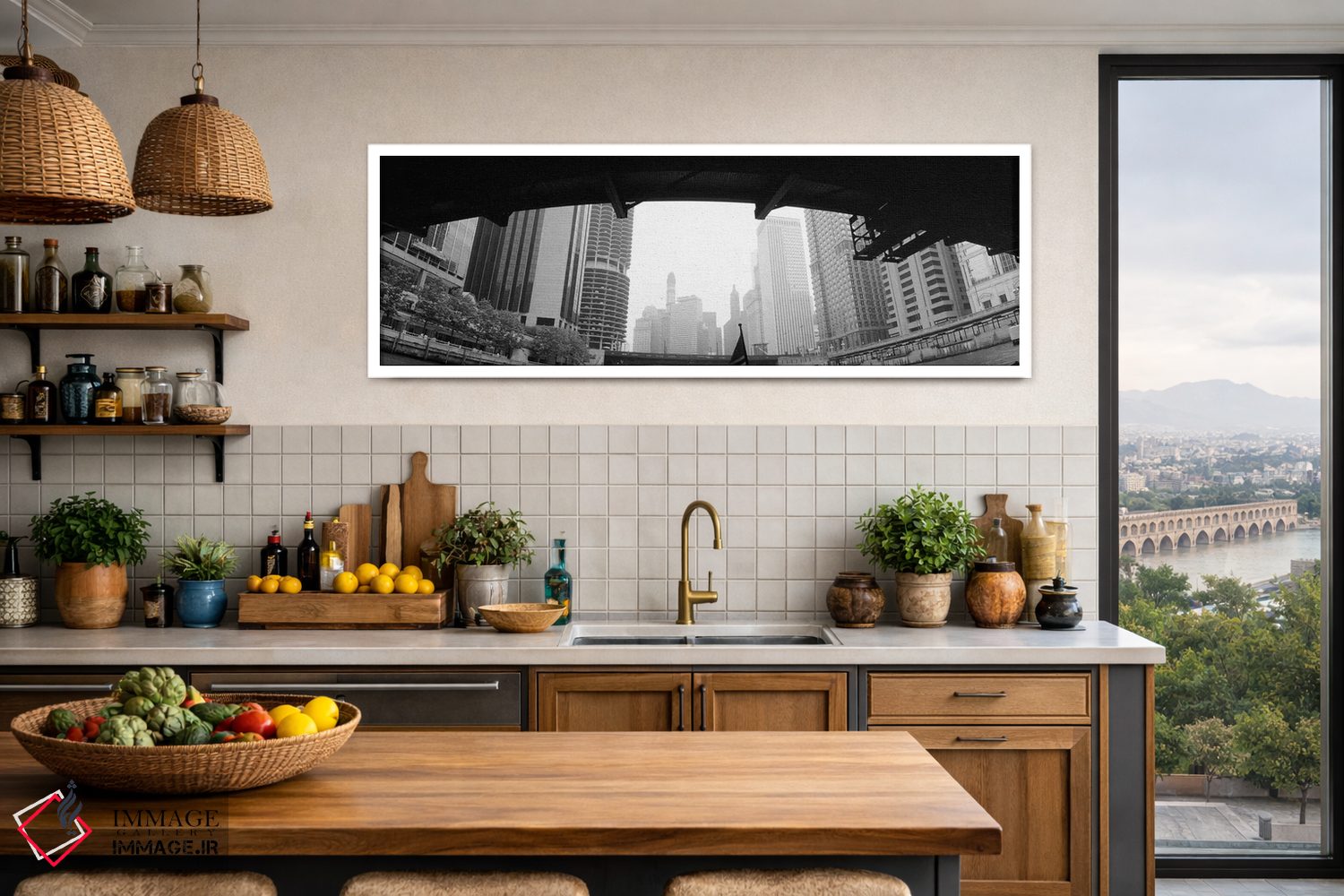 تابلو دکوراتیو Chicago, Illinois, USA,نمای زاویه پایین از ساختمان ها… اثر پانورامیک ایمجز - D2W