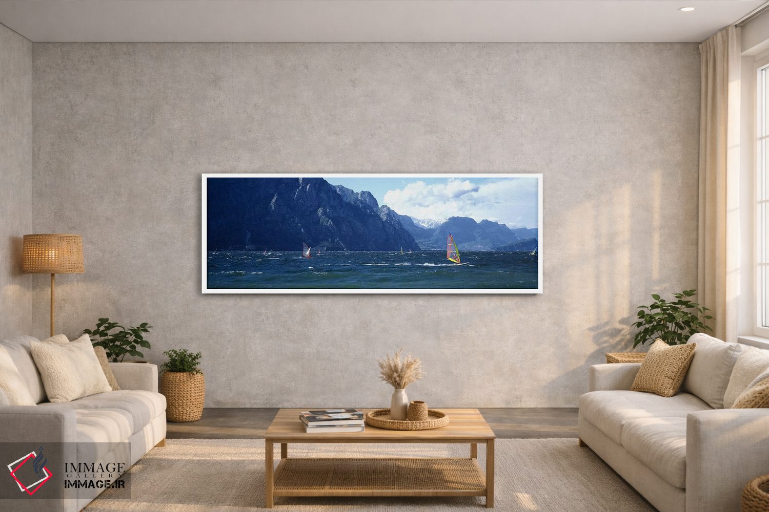 تابلو دکوراتیو Lake Garda, Italy,ویندسرفینگ روی دریاچه، دریاچه گاردا… اثر پانورامیک ایمجز - D2W