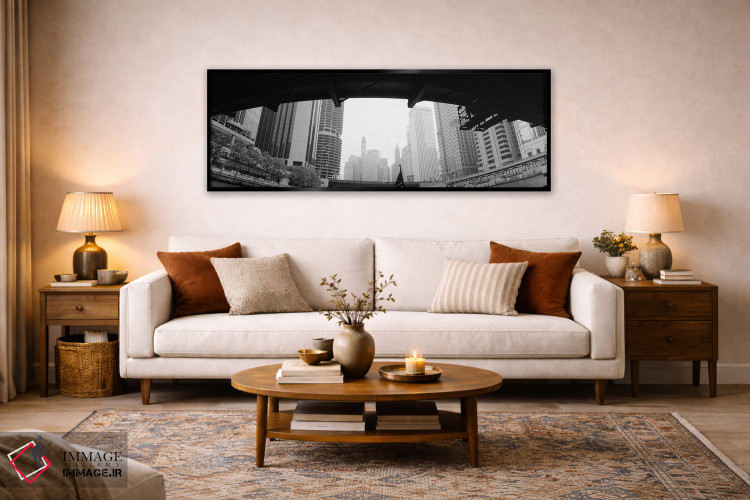 تابلو دکوراتیو Chicago, Illinois, USA,نمای زاویه پایین از ساختمان ها… اثر پانورامیک ایمجز - D6B