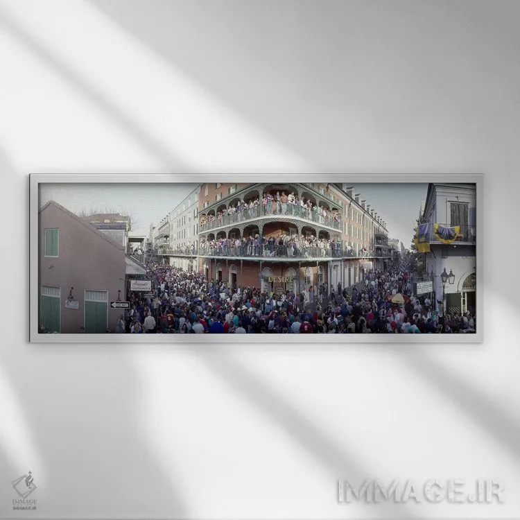 تابلو دکوراتیو Louisiana, USA,مردم در حال جشن گرفتن کارناوال مارتی گرا… اثر پانورامیک ایمجز - نمای قابدار سفید