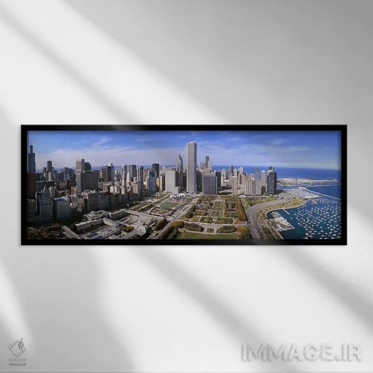 تابلو دکوراتیو Illinois, Chicago, Millennium Park, Pritzker Pavilion… اثر پانورامیک ایمجز - نمای قابدار مشکی