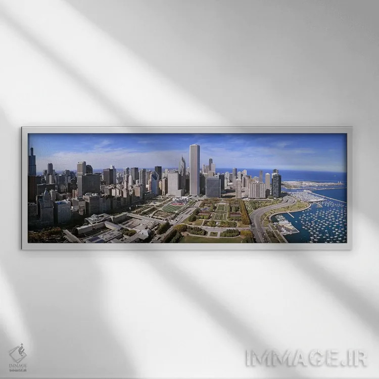تابلو دکوراتیو Illinois, Chicago, Millennium Park, Pritzker Pavilion… اثر پانورامیک ایمجز - نمای قابدار سفید